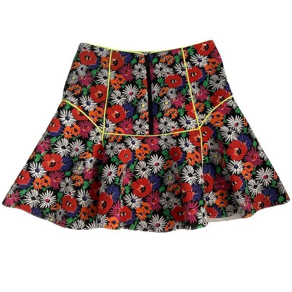 Veronica Beard Red Scuba Hothouse Floral Skirt Size 4 - Picture 4 of 9